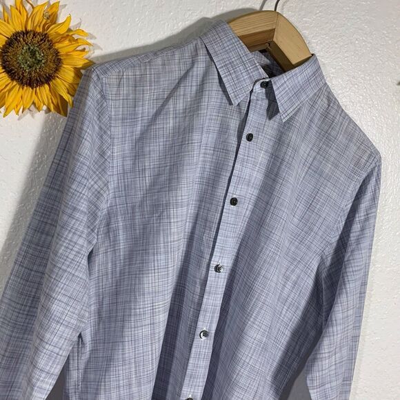 Theory Men’s Pinstripe Button Down Collar Shirt Size Large - Picture 3 of 10